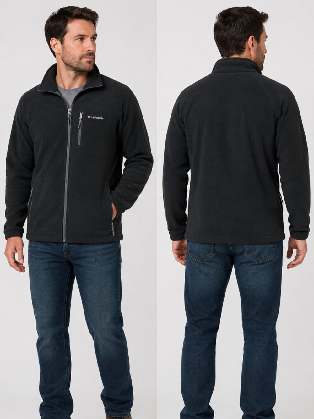 Columbia Men's Black Fast Trek II Full Zip Fleece Jacket - Size Medium